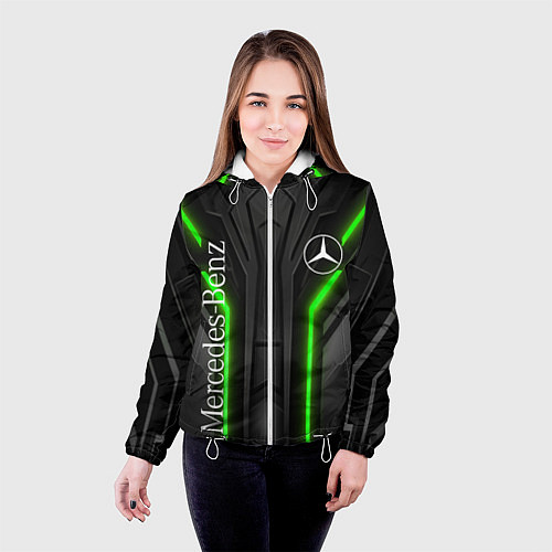 Женская куртка Мерседес неон геометрия / 3D-Белый – фото 4