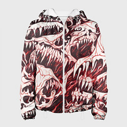 Женская куртка Белые клыки на красном фоне