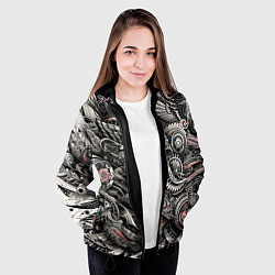 Куртка с капюшоном женская Тату - нейросеть, цвет: 3D-черный — фото 2