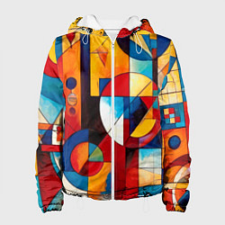 Женская куртка Абстракция из ярких цветов и геометрических фигур
