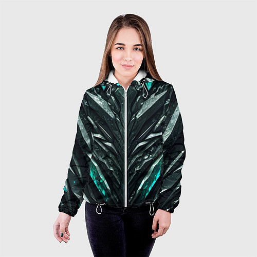 Женская куртка Зелёная малахитовая броня / 3D-Белый – фото 4