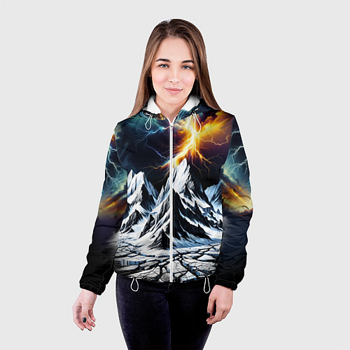 Женская куртка Молнии и горы / 3D-Белый – фото 4