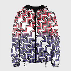 Куртка с капюшоном женская Сине-белые стрелки на белом фоне, цвет: 3D-черный
