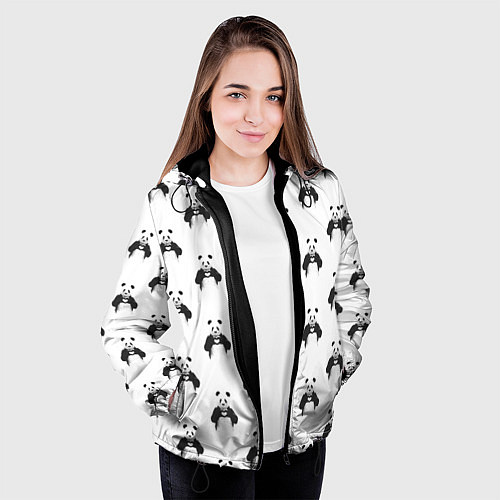 Женская куртка Panda love - pattern / 3D-Черный – фото 3