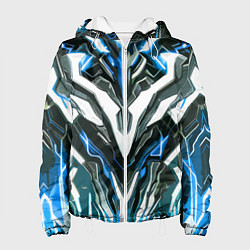 Куртка с капюшоном женская Неоновая кибер броня синяя, цвет: 3D-белый