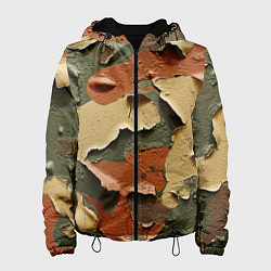 Куртка с капюшоном женская Реалистичный камуфляж из краски, цвет: 3D-черный