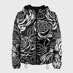 Куртка с капюшоном женская Цветочные паттерны, цвет: 3D-черный