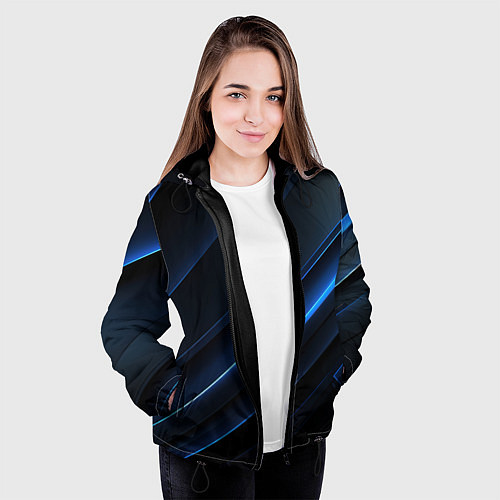 Женская куртка Темно-синий абстрактный фон абстракция / 3D-Черный – фото 3