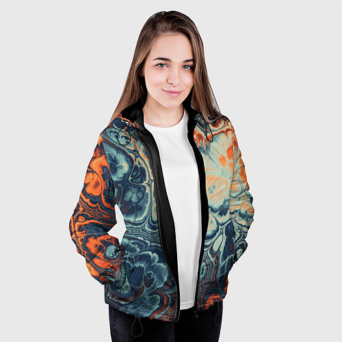 Женская куртка Абстрактный разноцветный узор / 3D-Черный – фото 3