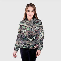 Куртка с капюшоном женская Абстрактный разноцветный узор, цвет: 3D-черный — фото 2