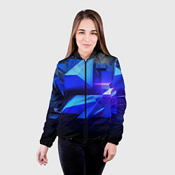 Куртка с капюшоном женская Black blue background abstract, цвет: 3D-черный — фото 2