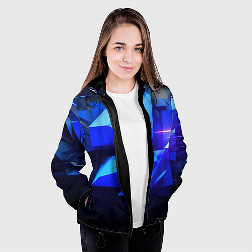 Женская куртка Black blue background abstract / 3D-Черный – фото 3