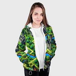 Куртка с капюшоном женская Heroes of Might and Magic - pixel map, цвет: 3D-белый — фото 2