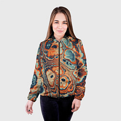 Куртка с капюшоном женская Абстрактный разноцветный узор, цвет: 3D-черный — фото 2