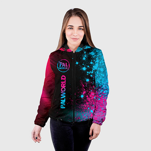 Женская куртка Palworld - neon gradient по-вертикали / 3D-Черный – фото 4