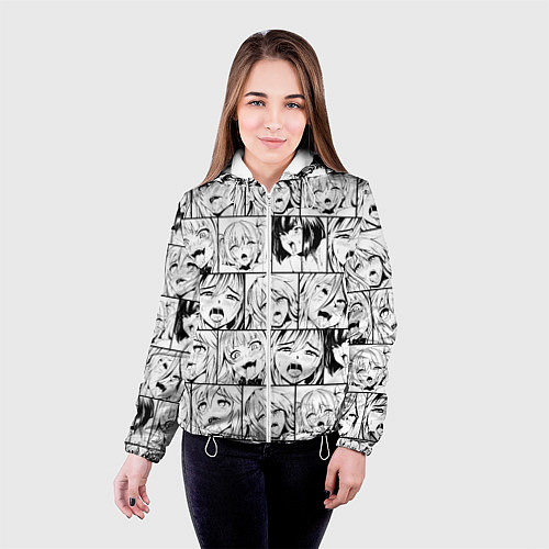 Женская куртка Ahegao pattern / 3D-Белый – фото 4