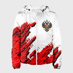 Куртка с капюшоном женская Россия герб империя, цвет: 3D-белый