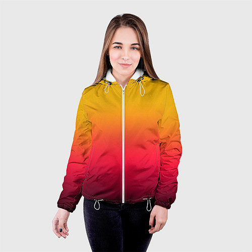 Женская куртка Жёлто-бордовый градиент / 3D-Белый – фото 4