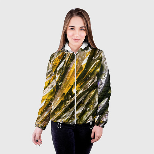 Женская куртка Драгоценные кристаллы жёлтые / 3D-Белый – фото 4
