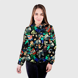 Куртка с капюшоном женская Майнкрафт персонажи, цвет: 3D-черный — фото 2