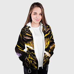 Куртка с капюшоном женская Жёлтый камень на чёрном фоне, цвет: 3D-белый — фото 2