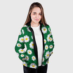 Куртка с капюшоном женская Ромашки поле из цветов, цвет: 3D-черный — фото 2