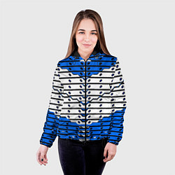 Куртка с капюшоном женская Сине-белая техно броня, цвет: 3D-черный — фото 2