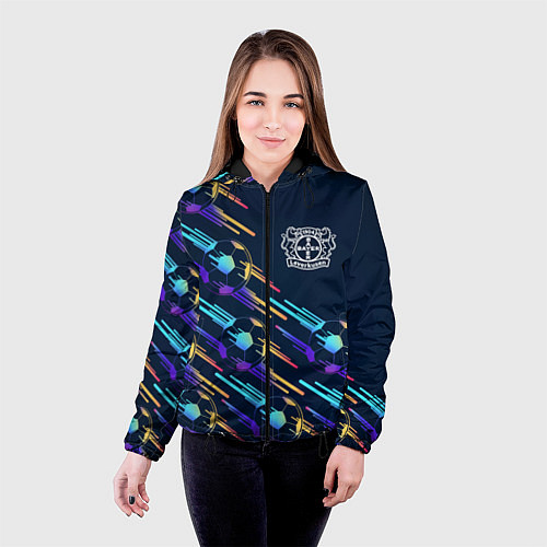 Женская куртка Bayer 04 градиентные мячи / 3D-Черный – фото 4
