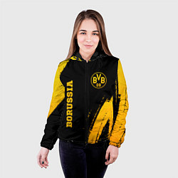 Куртка с капюшоном женская Borussia - gold gradient вертикально, цвет: 3D-черный — фото 2