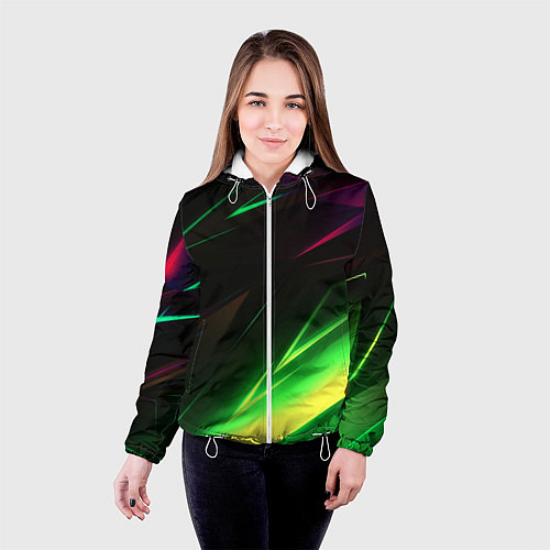 Женская куртка Geometry stripes кислотный неон / 3D-Белый – фото 4