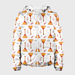 Куртка с капюшоном женская Узор из музыкальных инструментов балалаек, цвет: 3D-белый
