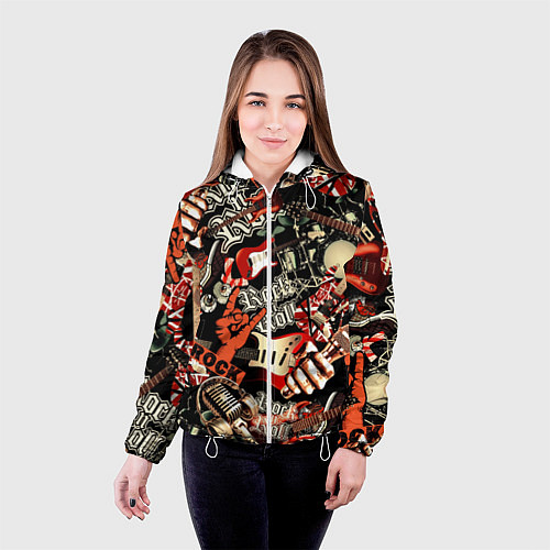 Женская куртка Рок патерн / 3D-Белый – фото 4