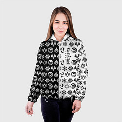 Куртка с капюшоном женская Genshin Impact - black and white, цвет: 3D-белый — фото 2
