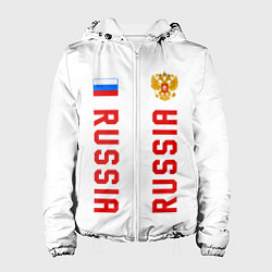 Куртка с капюшоном женская Россия три полоски на белом фоне, цвет: 3D-белый