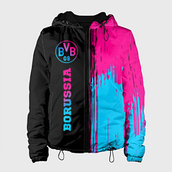 Куртка с капюшоном женская Borussia - neon gradient по-вертикали, цвет: 3D-черный