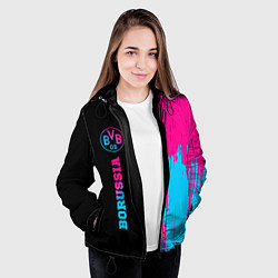 Куртка с капюшоном женская Borussia - neon gradient по-вертикали, цвет: 3D-черный — фото 2