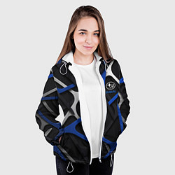 Куртка с капюшоном женская Subaru - 3D texture, цвет: 3D-белый — фото 2