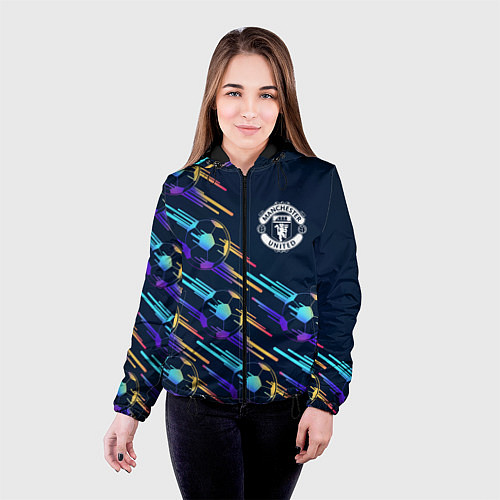 Женская куртка Manchester United градиентные мячи / 3D-Черный – фото 4