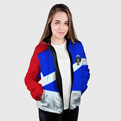 Куртка с капюшоном женская Россия спортивная геометрия герб, цвет: 3D-черный — фото 2