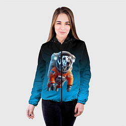 Куртка с капюшоном женская Далматинец космонавт в открытом космосе, цвет: 3D-черный — фото 2