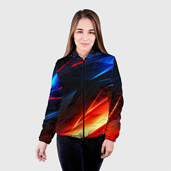 Куртка с капюшоном женская Geometry stripes neon steel, цвет: 3D-черный — фото 2