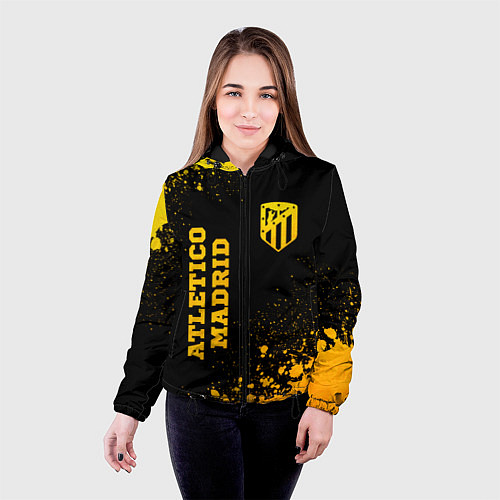 Женская куртка Atletico Madrid - gold gradient вертикально / 3D-Черный – фото 4