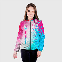 Куртка с капюшоном женская Galatasaray neon gradient style по-вертикали, цвет: 3D-черный — фото 2
