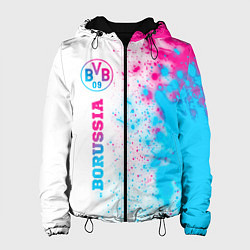 Куртка с капюшоном женская Borussia neon gradient style по-вертикали, цвет: 3D-черный