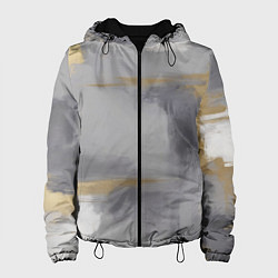 Куртка с капюшоном женская Серо золотая абстракция, цвет: 3D-черный