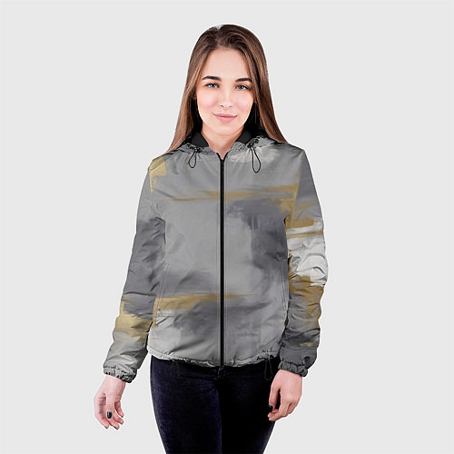 Женская куртка Серо золотая абстракция / 3D-Черный – фото 4