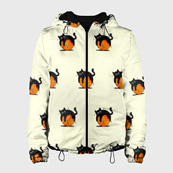 Женская куртка Черный котик на баскетбольном мяче узор