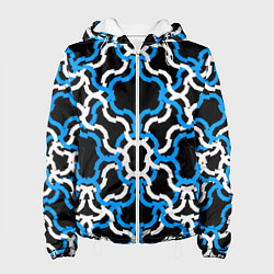 Женская куртка Сине-белые полосы на чёрном фоне