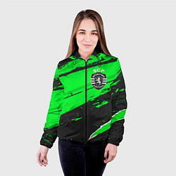 Куртка с капюшоном женская Sporting sport green, цвет: 3D-черный — фото 2