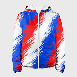 Куртка с капюшоном женская Триколор штрихи красок, цвет: 3D-белый